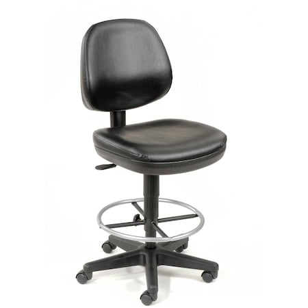 Interion By Global Industrial Interion Vinyl Task Stool, 360 Degree Footrest, Black 571119